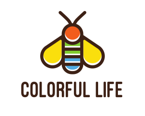 Colorful Fly Insect logo design