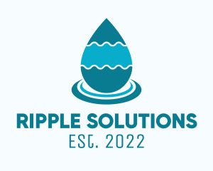 Clean Water Drop Ripple logo design