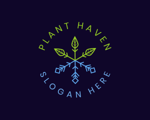 Eco Plant Snowflake logo design