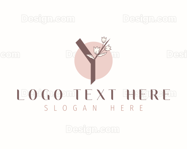 Natural Tulip Floral Letter Y Logo