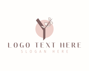 Natural Tulip Floral Letter Y Logo