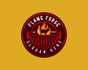 BBQ Meat Fire logo design