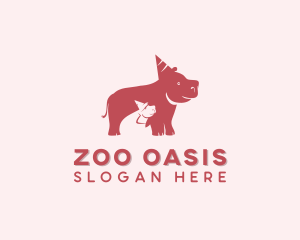 Party Zoo Hippopotamus logo design