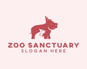 Party Zoo Hippopotamus logo design