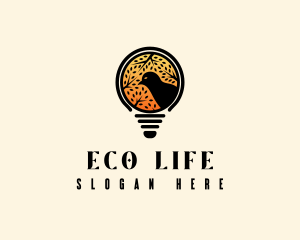 Eco Light Bulb Bird logo design