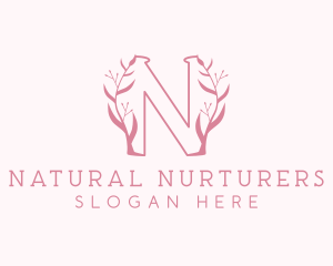 Pink Nature Letter N logo design