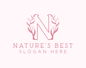 Pink Nature Letter N logo design