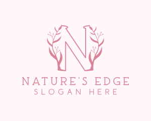 Pink Nature Letter N logo design