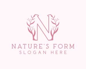 Pink Nature Letter N logo design