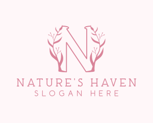 Pink Nature Letter N logo design