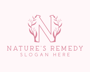 Pink Nature Letter N logo design