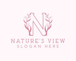 Pink Nature Letter N logo design