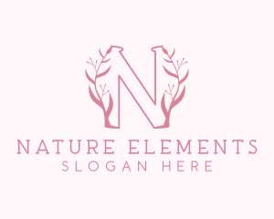 Pink Nature Letter N logo design