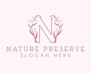 Pink Nature Letter N logo design