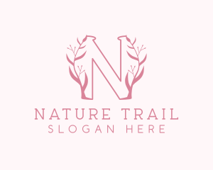 Pink Nature Letter N logo design