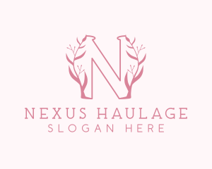 Pink Nature Letter N logo design