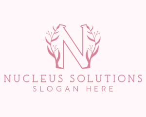 Pink Nature Letter N logo design