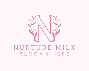 Pink Nature Letter N logo design