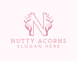 Pink Nature Letter N logo design