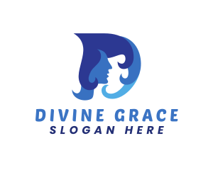 Blue Hair Face D logo design