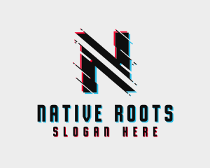 Digital Glitch Letter N logo design