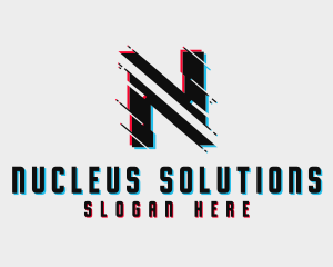 Digital Glitch Letter N logo design