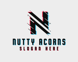 Digital Glitch Letter N logo design