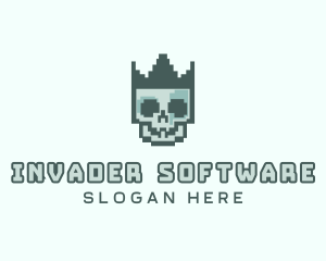 Cyber Skull Pixel logo design