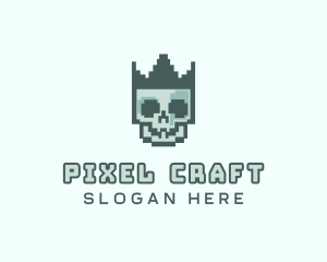 Cyber Skull Pixel logo design