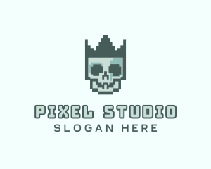 Cyber Skull Pixel logo design