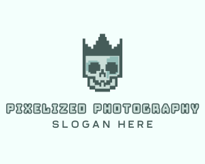 Cyber Skull Pixel logo design