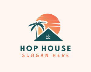 Beach House Sunset logo design