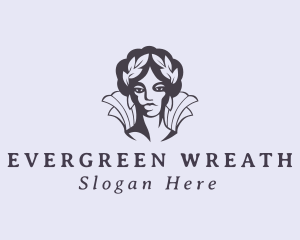 Woman Goddess Laurel Wreath logo design