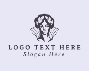 Headpiece - Woman Goddess Laurel Wreath logo design