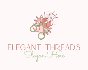 Scissors Yarn Flower  logo design