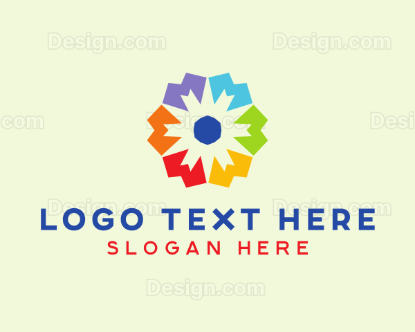 Geometric Multicolor Flower Logo