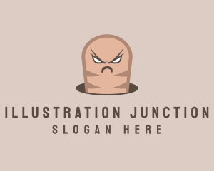 Angry Earthworm Cartoon logo