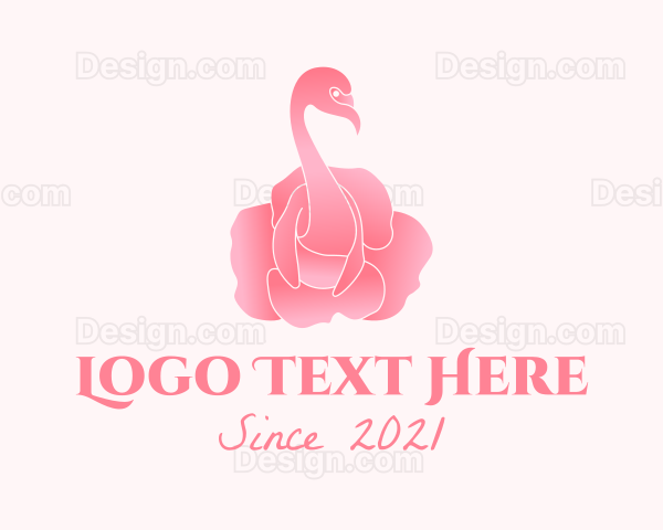 Floral Flamingo Rose Logo