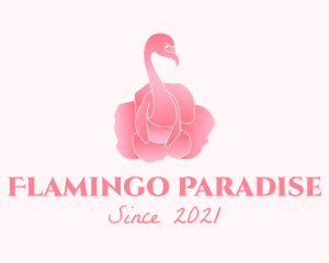 Floral Flamingo Rose  logo design