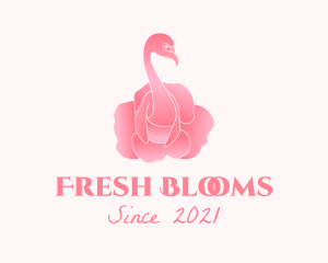 Floral Flamingo Rose  logo design