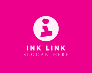 Pink Heart Letter I logo design