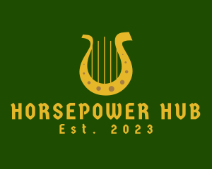 Horseshoe Harp Lyre logo design