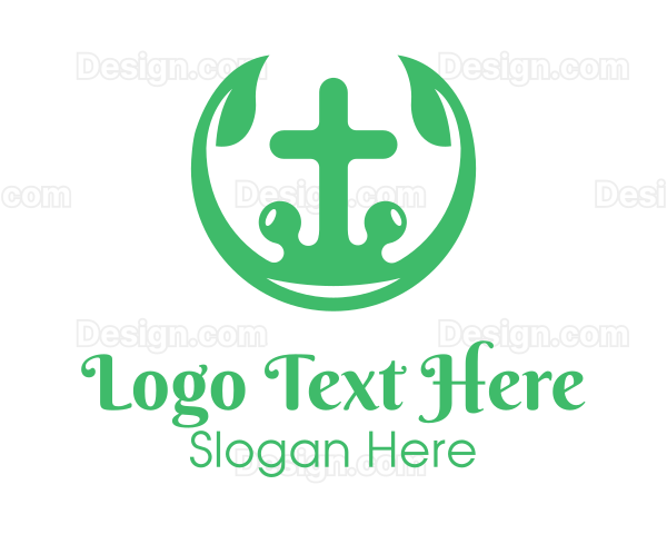 Religion Leaf Cross Logo