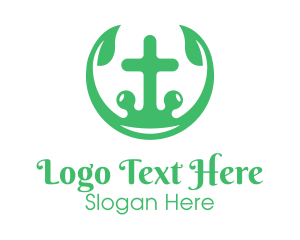 Symbolic - Religion Leaf Cross logo design