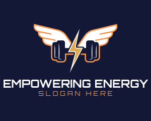 Barbell Energy Wings logo design