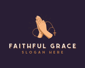 Hand Prayer Rosary logo design