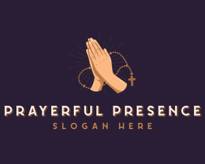 Hand Prayer Rosary logo design