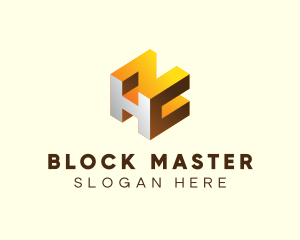 Modern 3D Block Technology logo design