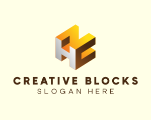 Modern 3D Block Technology logo design