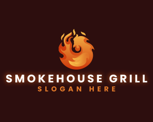 Flaming Grill Chicken logo design